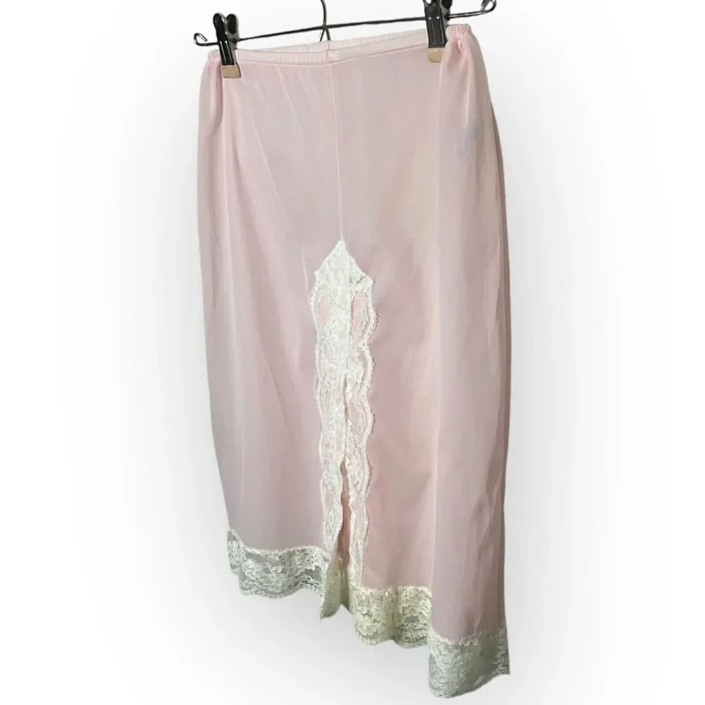 Olga Vintage 60s Pink & White 100% Nylon Slim Panti-Slip Tap Pants Bloomers Sz S - Picture 4 of 11